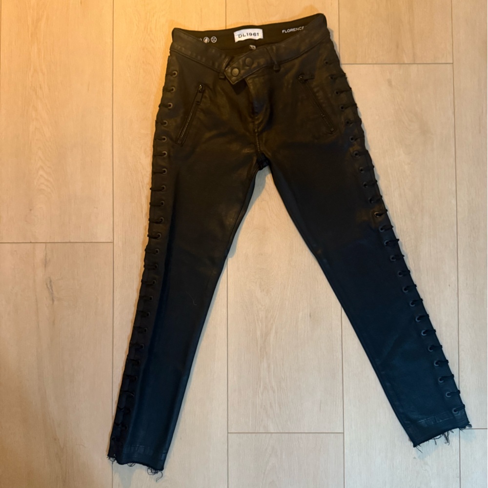 DL1961 Black Lace-Up Skinny Jeans